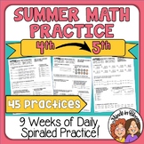 4th Grade Math Review Packets Summer Packet Spiraled Pract