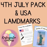 4th July Activity Pack and USA Landmark flashcards - real 