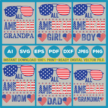Preview of 4th July All American SVG Digital FILE