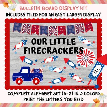 Preview of 4th July Firecracker Class Bulletin Board, US Firework Truck Class Names Decor