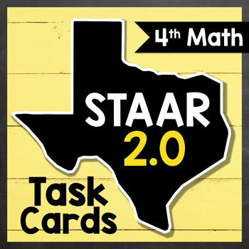 Preview of 4th Math Texas Task Cards ★ STAAR 2.0 Prep ★ NEW Question Types ★ STAAR Redesign