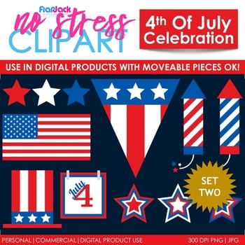 Preview of 4th Of July Clip Art Set 2 (Digital Use Ok!)