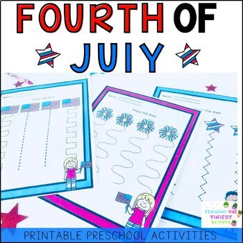 Preview of 4th Of July Preschool Tracing Line Fine Motor Pages |Patriotic Printables