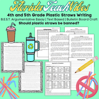 Preview of 4th and 5th Banning Plastic Straws Essay & Rubric | B.E.S.T. Text-Based | Feb