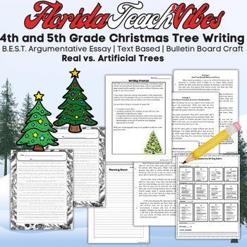 Preview of 4th and 5th Christmas Tree Opinion Essay & Rubric | B.E.S.T. Text-Based | Dec