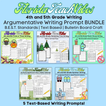 Preview of 4th and 5th Grade Argumentative Essay BUNDLE | B.E.S.T. Text-Based | 5 Prompts!