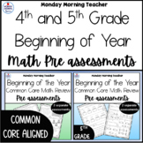 4th and 5th Grade Beginning of Year Common Core Math Pre-A