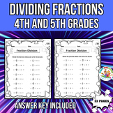 4th and 5th Grade Dividing Fractions by Whole Numbers Worksheets