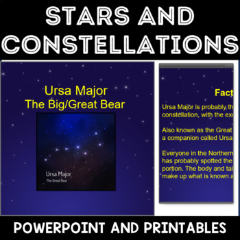 Preview of 4th and 5th Grade Earth Science Stars and Constellations PowerPoint & Printables