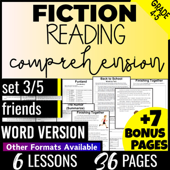 Preview of 4th and 5th Grade Friends Fiction Reading Comprehension Word Document