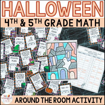 Preview of 4th and 5th Grade Halloween Math Around the Room Activity