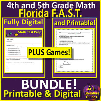 Preview of 4th and 5th Grade MATH Florida FAST PM3 Bundle - Practice Tests and Games
