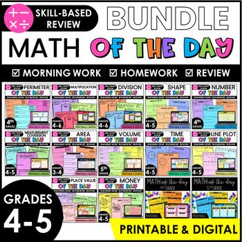 Preview of 4th and 5th Grade Math Review | Of the Day  - Printable & Digital Math Practice