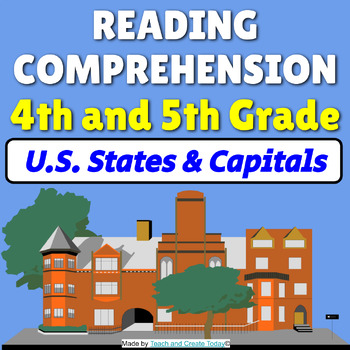 Preview of 4th and 5th Grade Reading Comprehension Passage Worksheet US States and Capitals