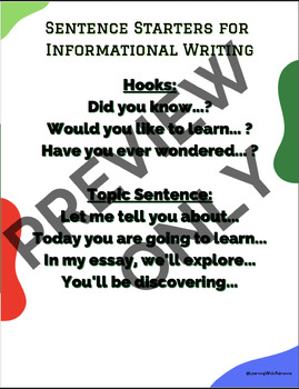Preview of 4th and 5th Grade Informational/Explanatory Checklist and Sentence Starters