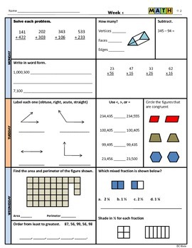 4th going to 5th Summer Math Packet by Cortez Creations | TPT