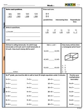 4th going to 5th Summer Math Packet by DC Klein | TpT
