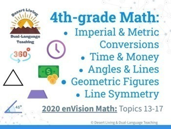 Preview of 4th grade 2020 enVision Daily Math Lessons: Angles Time Money Geometry Symmetry