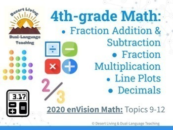 Preview of 4th grade 2020 enVision Daily Math Lessons: Fractions, Decimals, Line Plots