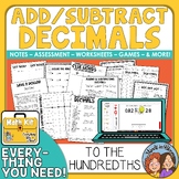 4th grade Adding & Subtracting Decimals & Whole Numbers Di