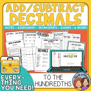 Preview of 4th grade Adding & Subtracting Decimals & Whole Numbers Digital Options Math Kit