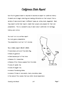 Preview of 4th grade California Research Report