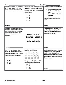 Preview of 4th grade Common core Math Contracts