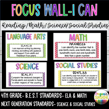 Preview of 4th grade ELA | MATH | SCIENCE | SOCIAL STUDIES | FOCUS WALL POSTERS