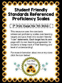 Preview of 4th grade ENY Module 1 "I Can" Standards Referenced Proficiency Scales