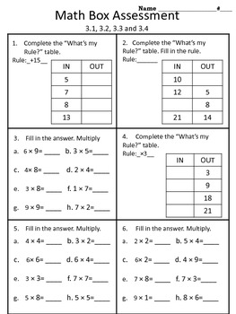 4th grade everyday math unit 3 math box assessment by math and science