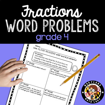 Preview of 4th grade Fractions Word Problems - Close Reading!
