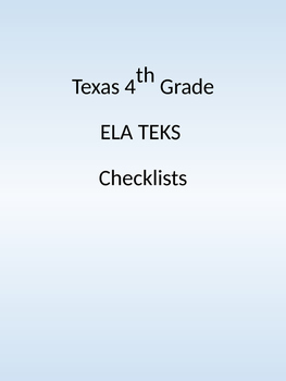 Preview of 4th grade LA TEKS Checklist