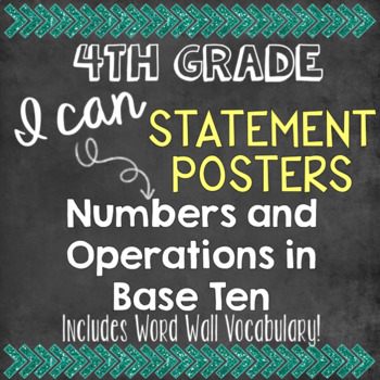 Preview of 4th Grade I Can Statements MATH Common Core Standards FREE