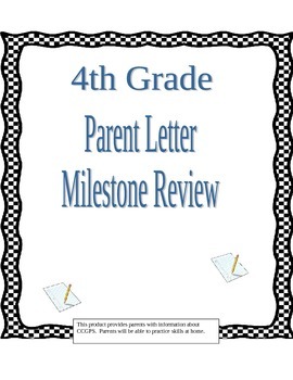Preview of 4th grade Math Milestone  Georgia CCGPS Parent Review Letter