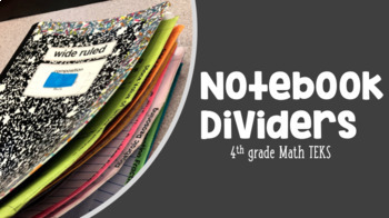 Preview of 4th grade Math Notebook Dividers