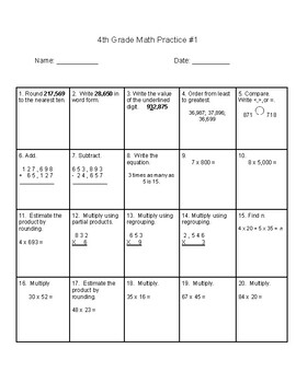 Preview of 4th grade Math Practice