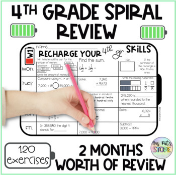 Preview of 4th grade Math Spiral Review Skills Back to school