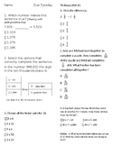 4th grade Math Testing Review HW #3