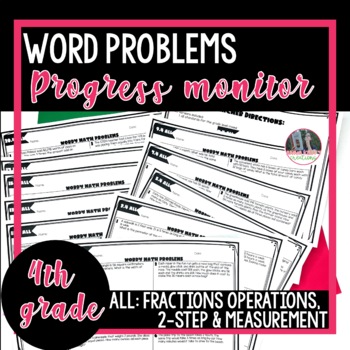 Preview of 4th grade Math Word Problem Solving Intervention Progress Monitoring Worksheets