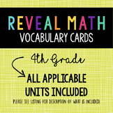 4th grade Math Word Wall Vocabulary Cards Reveal Math