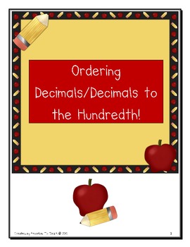 Preview of *4th grade Ordering Decimals to the hundredth *games/number line