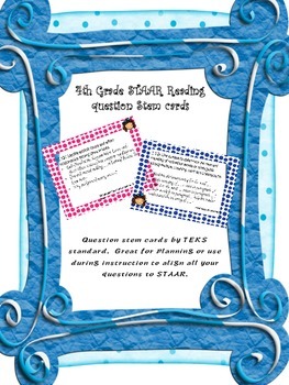 Preview of 4th grade Reading STAAR question stem cards by TEKS standards