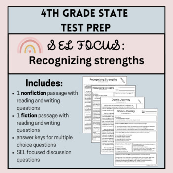 Preview of 4th grade Reading Test Prep with SEL focus (Recognizing Strengths)