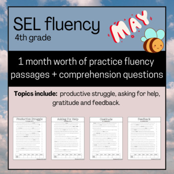 Preview of MAY 4SEL Fluency Passages and Comprehension Questions 4th GradeNo-Prep
