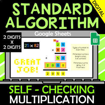 Preview of 4th grade SELF CHECKING multiplication practice - 2 digit by 2 digit 