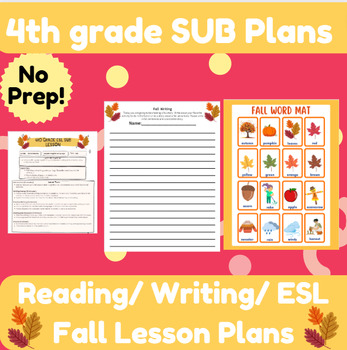 Preview of 4th grade Sub Plan: Fall Harvest: No Prep! ESL, ELL, ESOL, EL  Sub Plan
