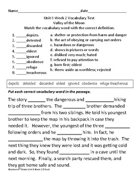 4th grade wonders 2014 17 unit 6 weeks 1 5 vocabulary tests worksheets