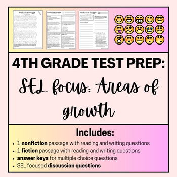 Preview of 4th grade reading test prep with SEL focus (areas of growth)