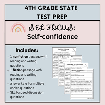 Preview of 4th grade reading test prep with SEL focus (self-confidence)