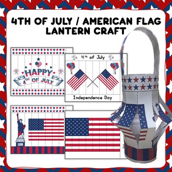 Preview of 4th of July Activities Lantern Craft | Memorial Day Lantern | USA American Flag